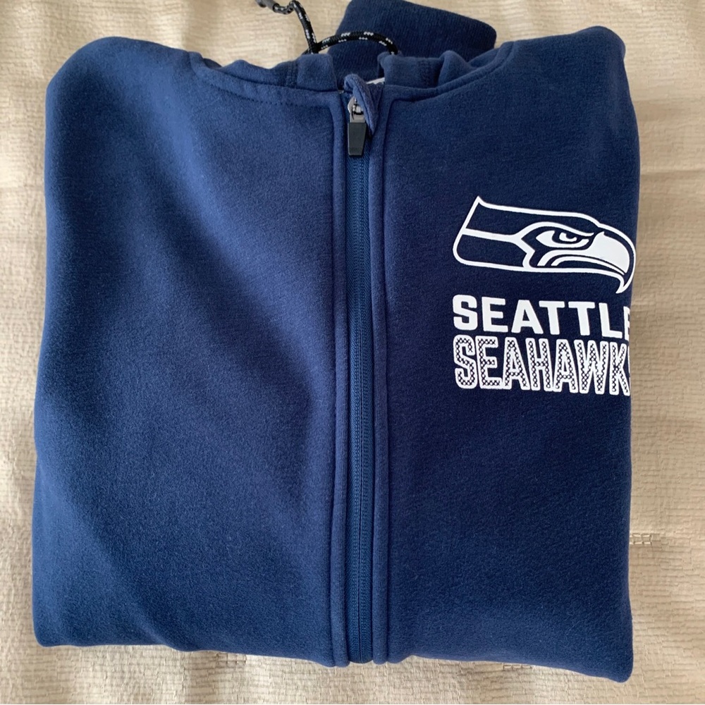 Seattle Seahawks fleece zip up jacket hoodie. Size L